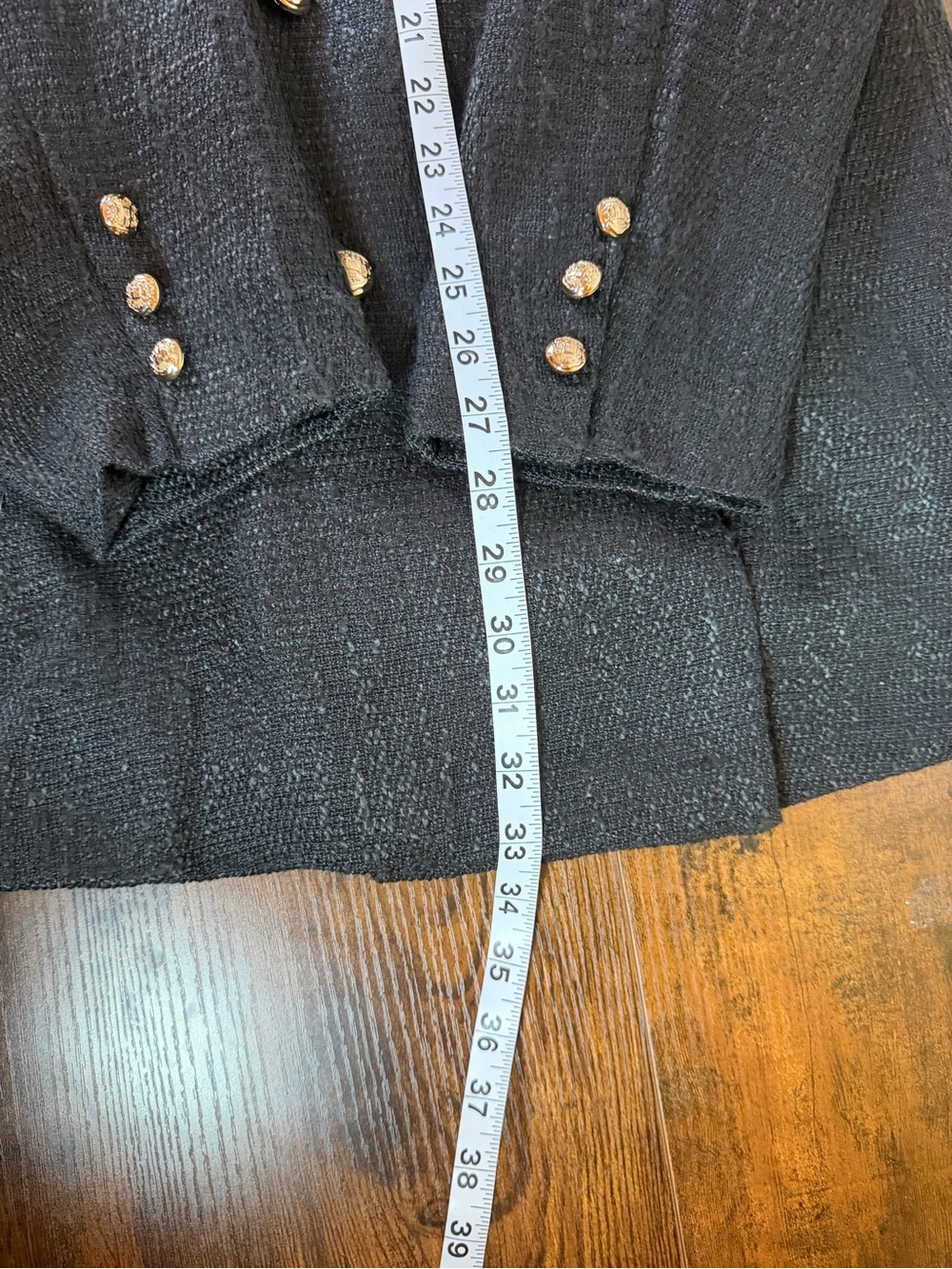 Bloomingdale's Area Stars Black Tweed Double-Breasted Blazer with Gold Buttons - Picture 12 of 12